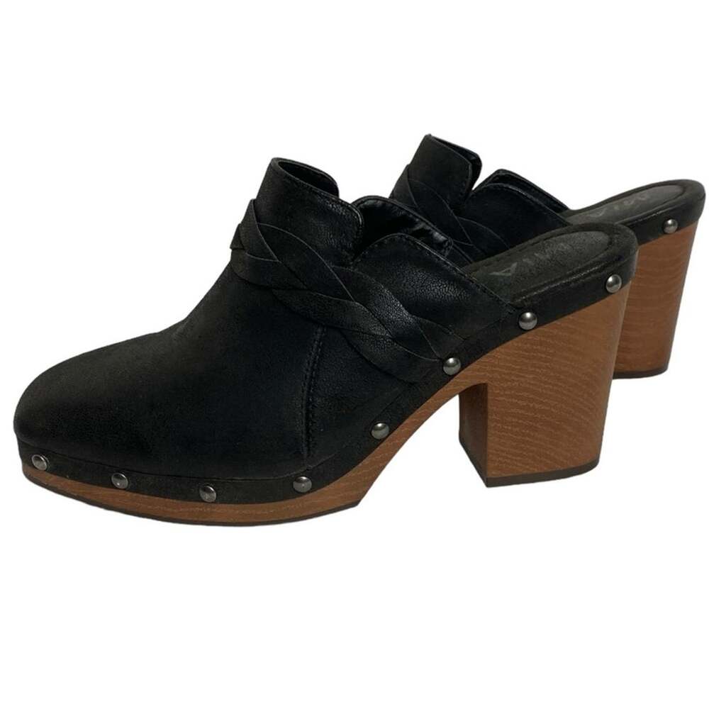 MIA GRACE Women's Black Fall Winter Clogs Platform 7.5 M